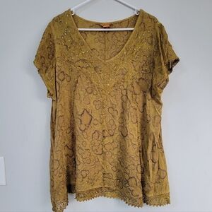 Sakkas Tie Dye Embroidered Top Women's Plus Size XL Hippie Forest Fairy Bohemian